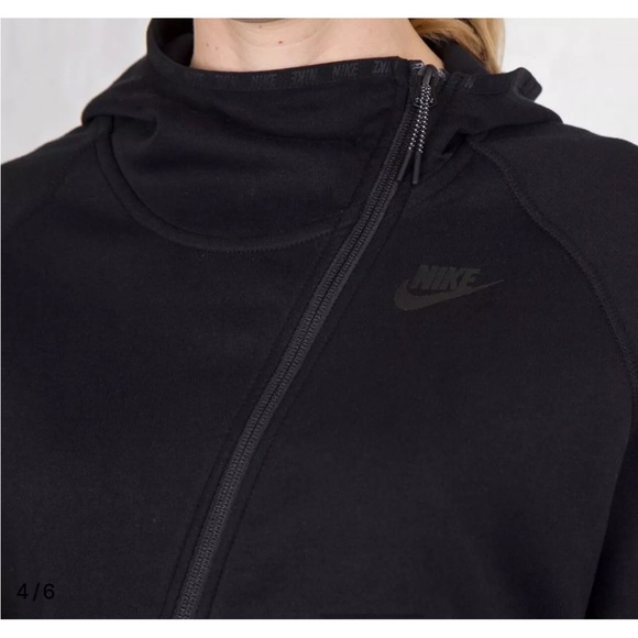 Nike Women's Black Asymmetrical Zip Athletic Tech Fleece Butterfly Hoodie Small - Picture 4 of 6